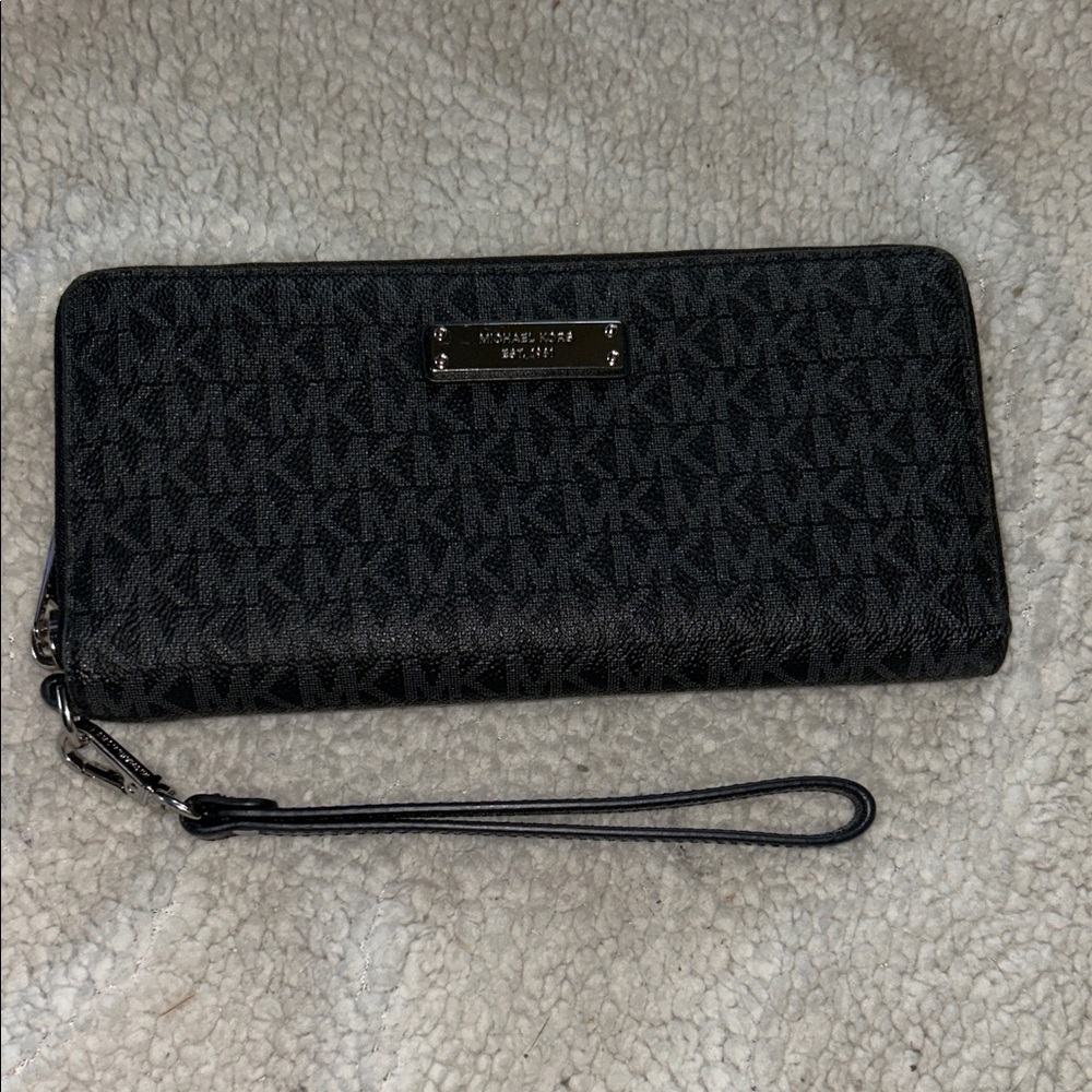 Michael Kors Dark Gray Logo Wristlet